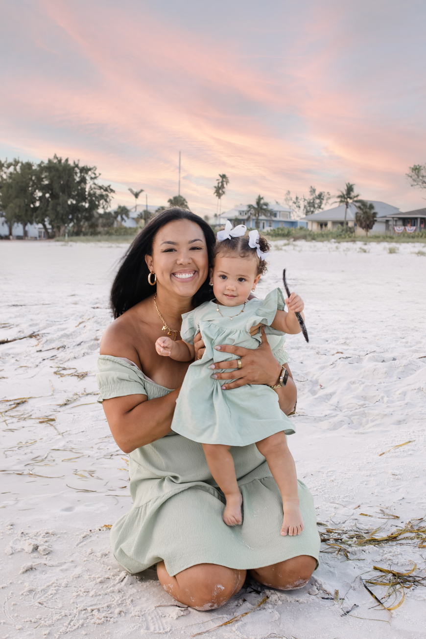 Mom and daughter at the beach in florida